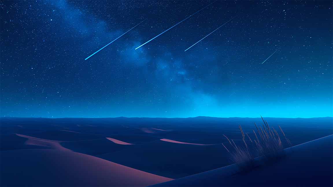 starry night desert meteorscape desktop wallpaper cover