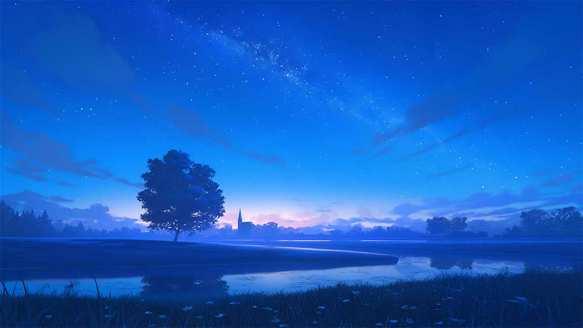 starry night serene aesthetic desktop wallpaper cover