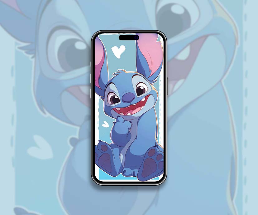 stitch cute blue alien smile cartoon wallpapers collection