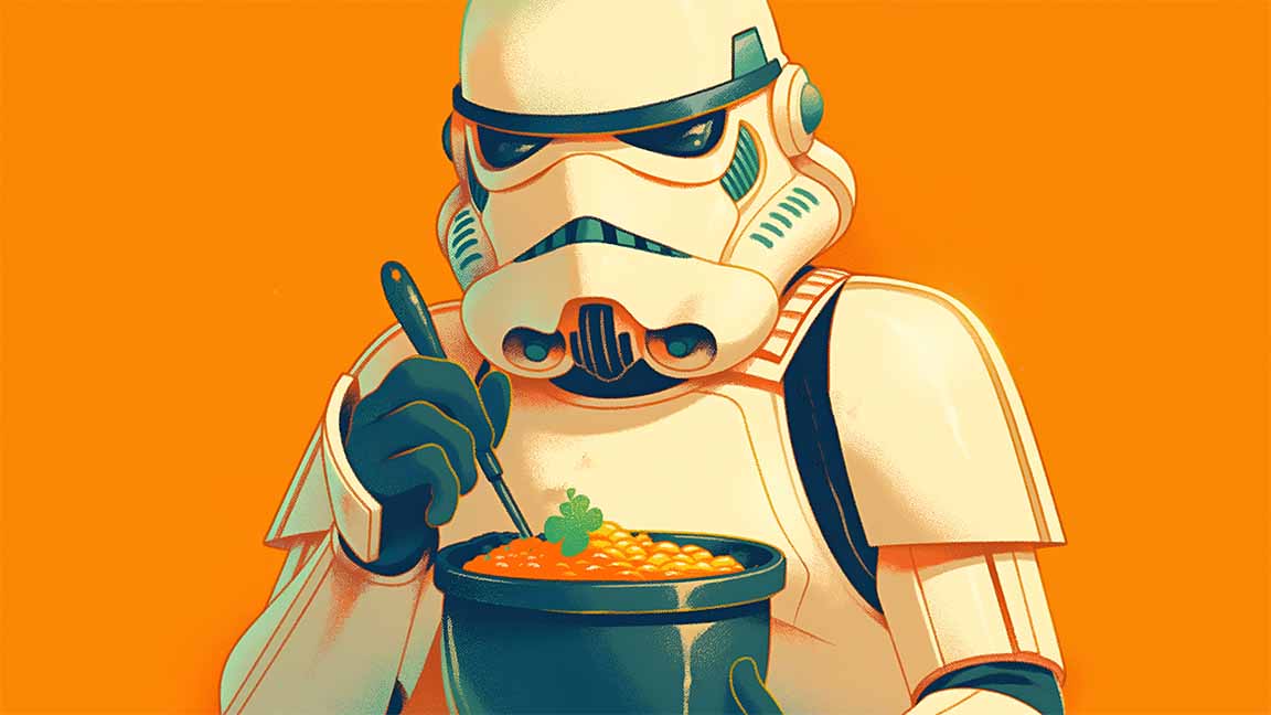 stormtrooper pot of gold funny orange style desktop wallpaper cover