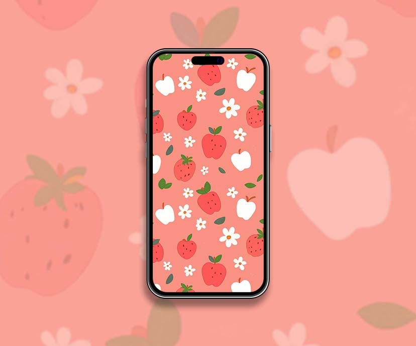 strawberry apple flower pattern pink wallpapers collection