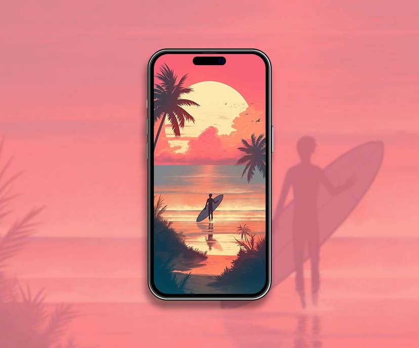 surfer sunset tropical dream retro vibe wallpapers collection