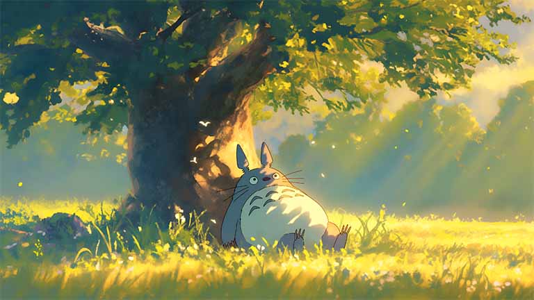 totoro chilling under tree summer day pc wallpaper cover