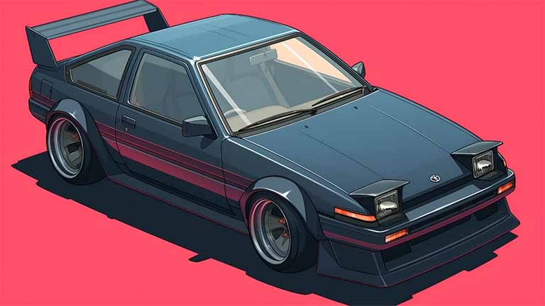 toyota ae86 retro car pink background pc wallpaper cover
