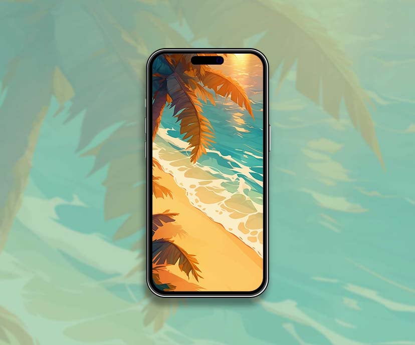 tropical beach turquoise ocean waves palm trees wallpapers collection