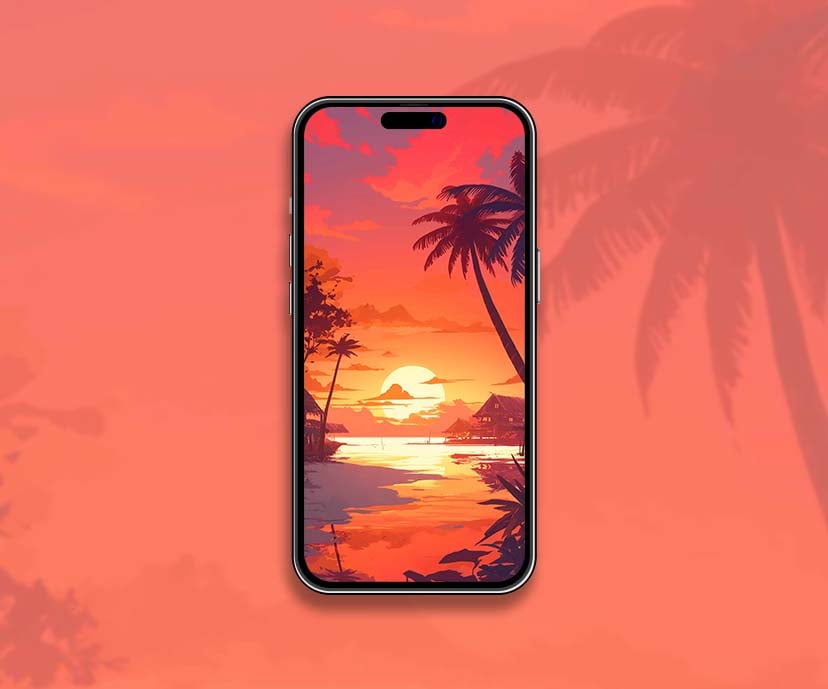 tropical sunset cozy aesthetic wallpapers collection