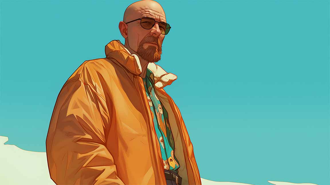 walter white breaking bad art style desktop wallpaper cover