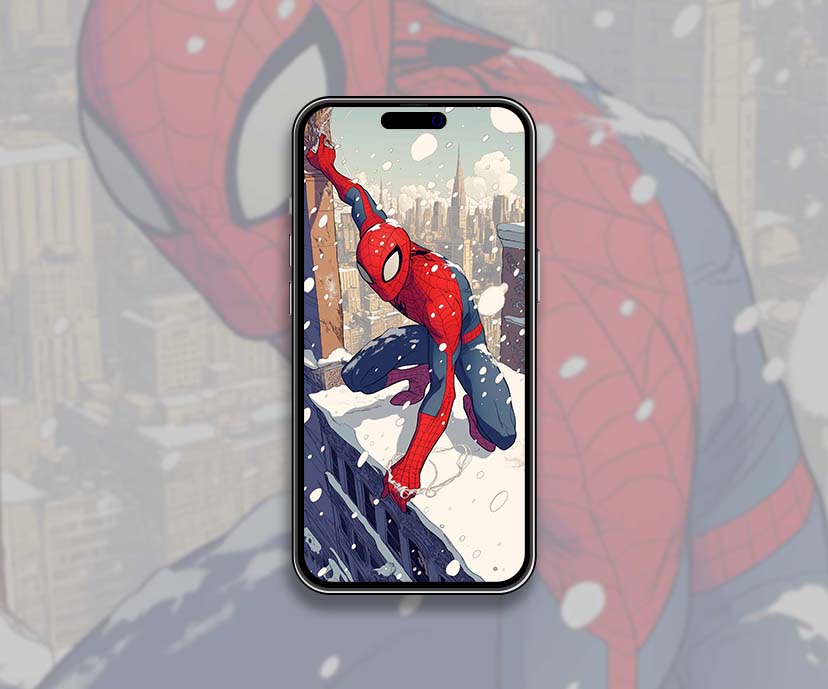 winter swing spider man snow city wallpapers collection