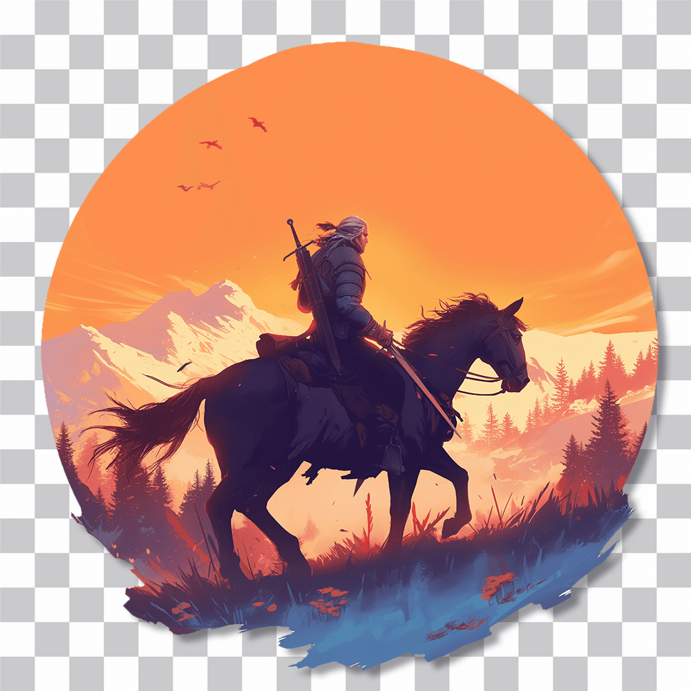 witcher geralt roach sunset sticker cover
