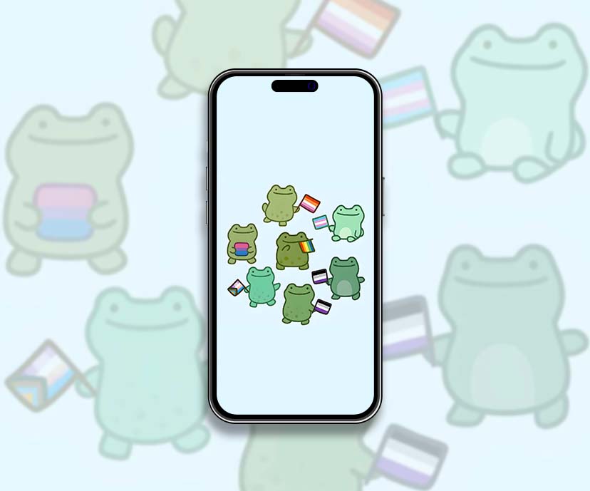 adorable frogs holding lgbtq flags cute wallpapers collection