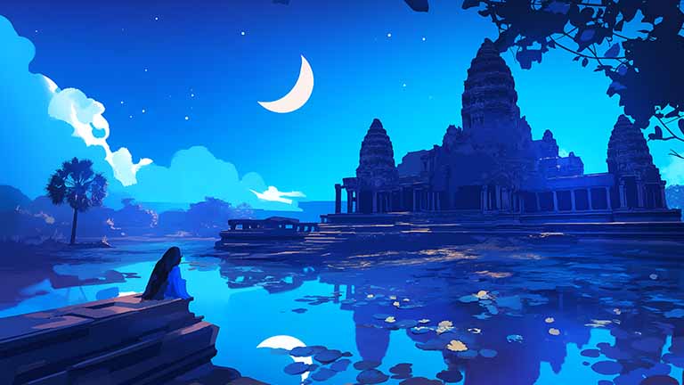 angkor wat starry reflection desktop wallpaper cover