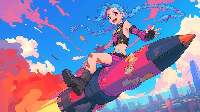 arcane jinx explosive entrance desktop wallpaper cover