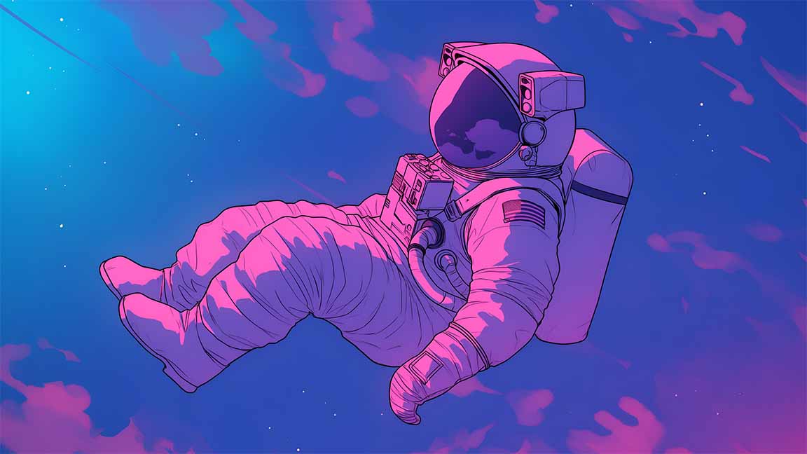 astronaut space floating pink blue glow desktop wallpaper cover