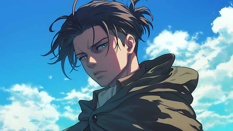 attack on titan levi ackerman serene portrait desktop wallpaper cover