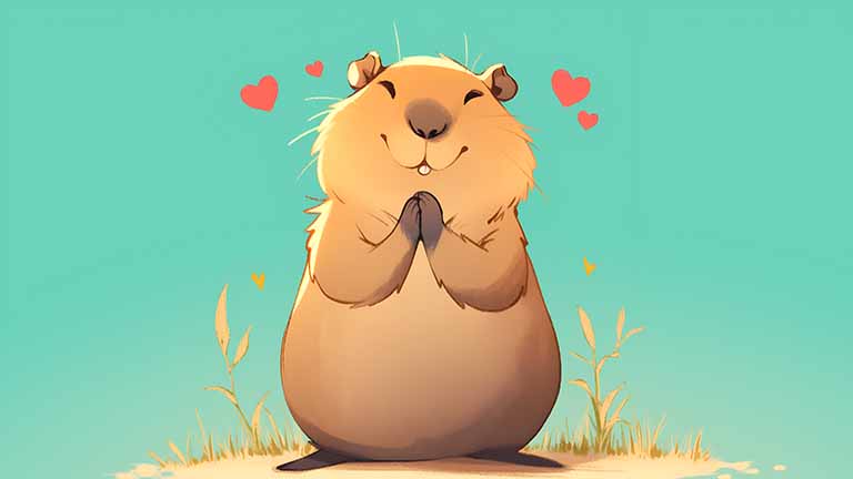 capybara cute procreate style desktop wallpaper cover