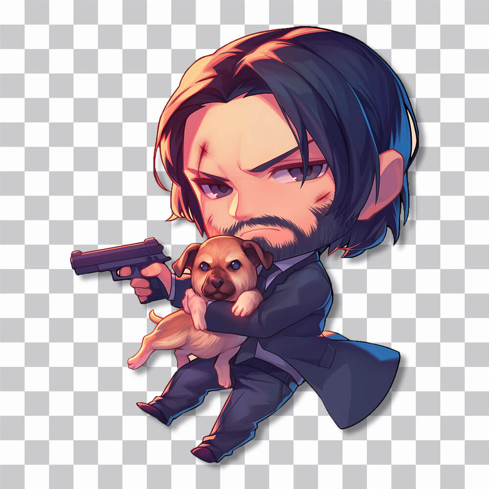 chibi john wick doggo sticker cover