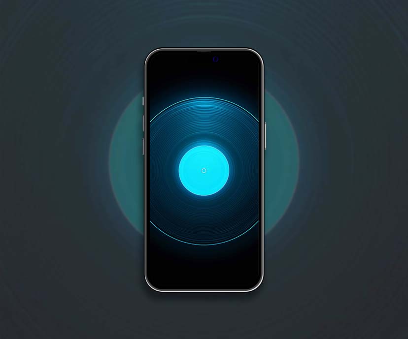glowing vinyl disc cyberwave style wallpapers collection