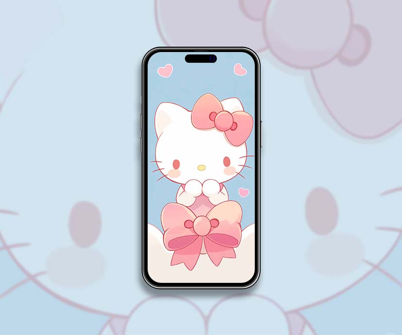hello kitty kawaii pink bow pastel blue wallpapers collection