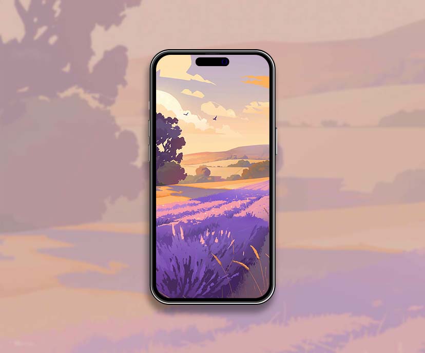 lavender fields sunset landscape aesthetic wallpapers collection