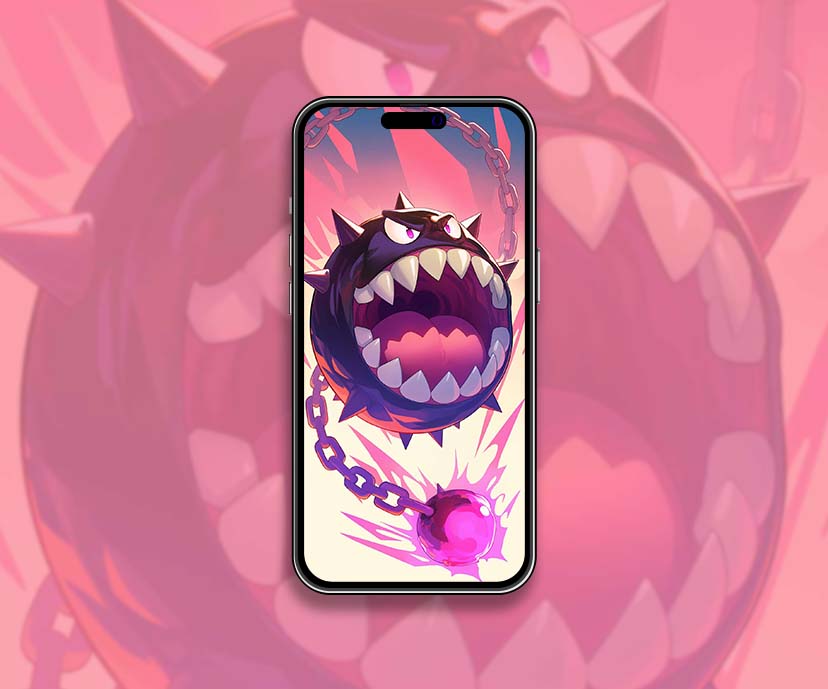 mario chain chomp gradient art style wallpapers collection