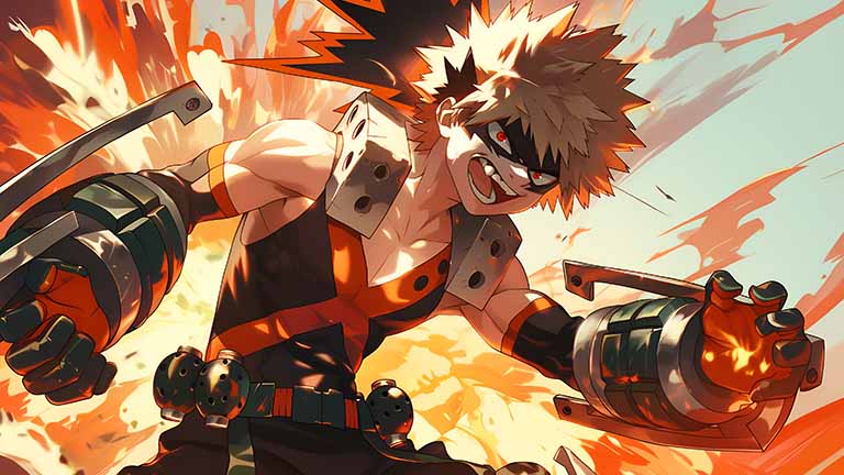 My Hero Academia Bakugo Katsuki Fierce Battle Wallpaper 4K