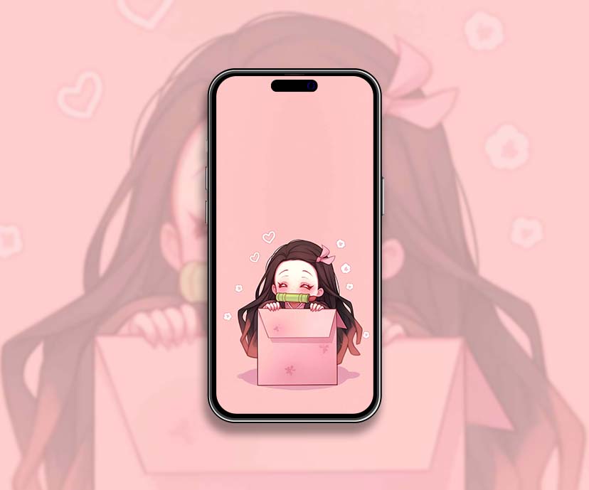 nezuko cute demon slayer pink box wallpapers collection
