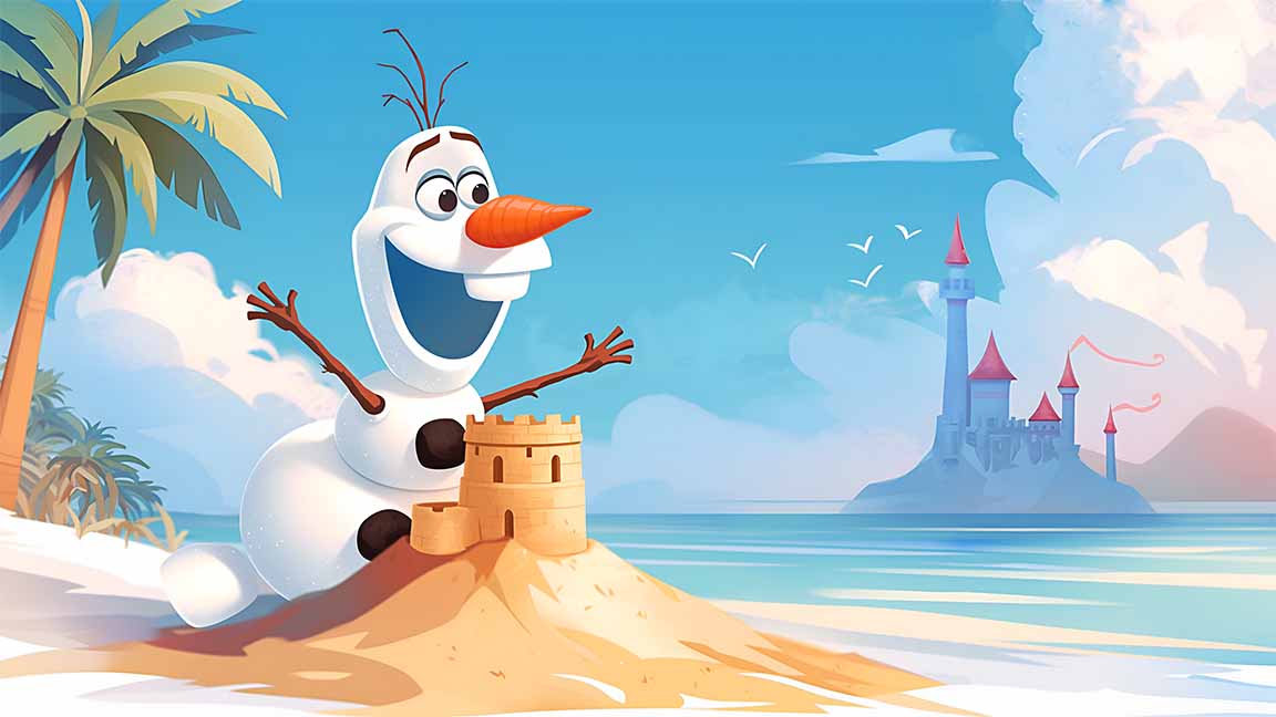 olaf summer sand castle frozen beach desktop wallpaper cover