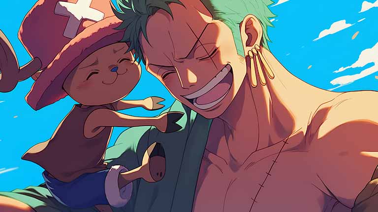 one piece luffy zoro chopper crew bond desktop wallpaper cover