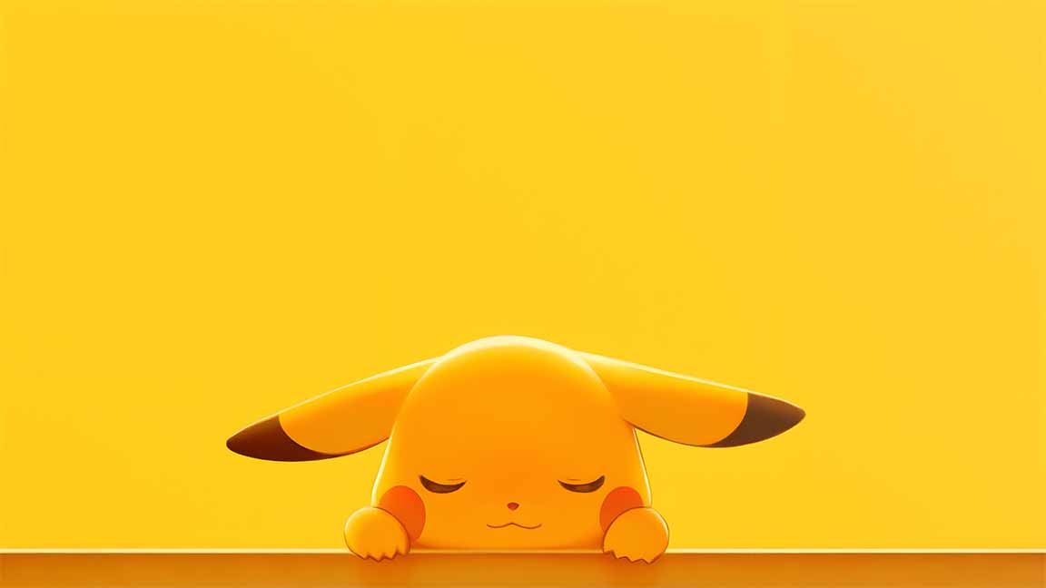 pikachu peeking cute yellow minimalist style desktop wallpaper cover