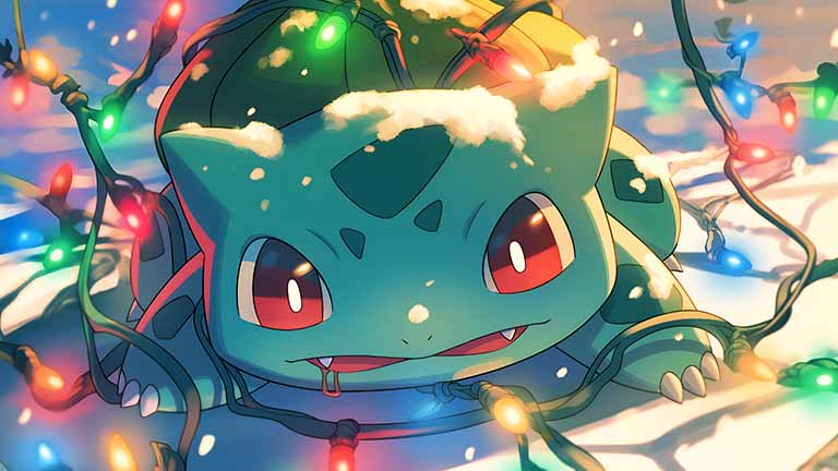 pokemon bulbasaur festive look desktop wallpaper cover
