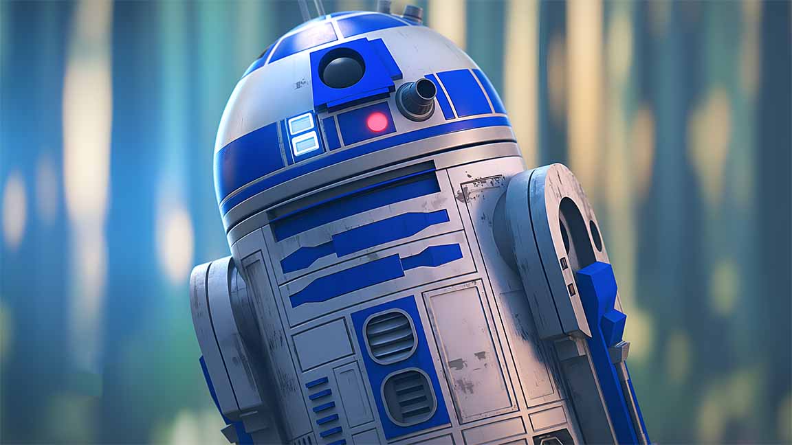 r2d2 star wars forest blur robot desktop wallpaper cover