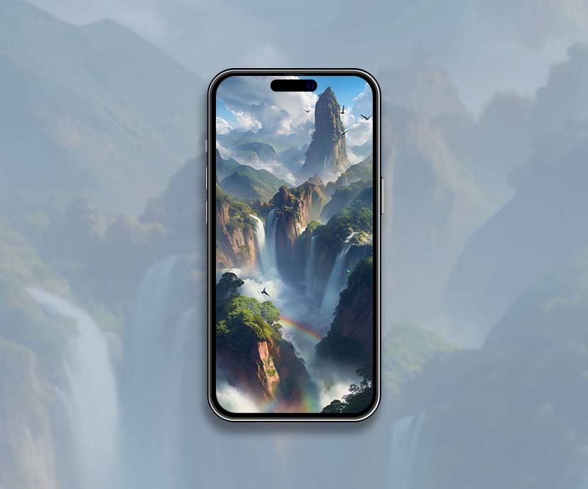 rainbow mist waterfall nature scenery wallpapers collection