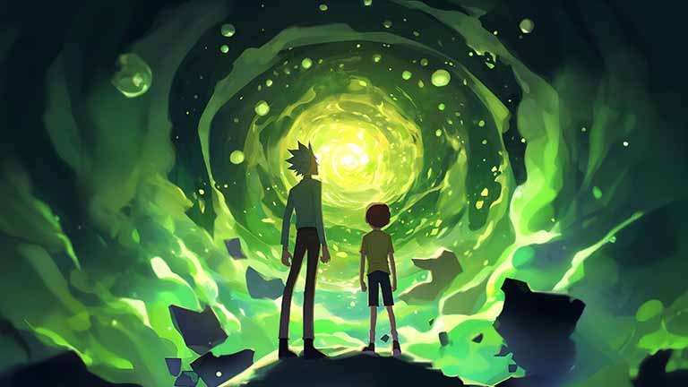 rick and morty interdimensional swirl desktop wallpaper cover