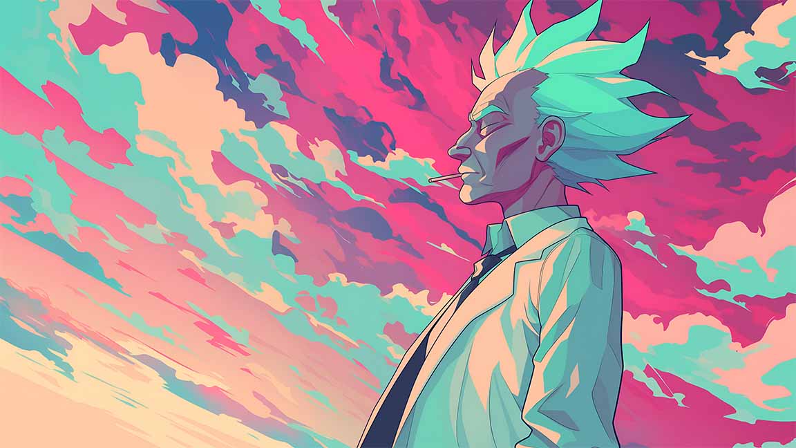 rick sanchez pastel sunset cloudscape desktop wallpaper cover