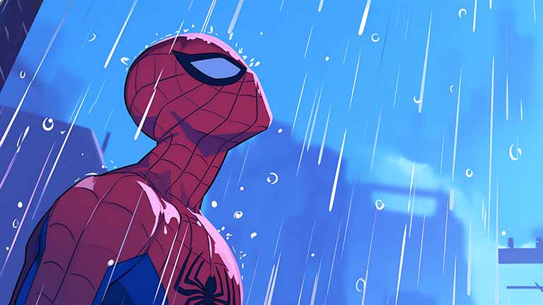spider man rainy city mood desktop wallpaper cover