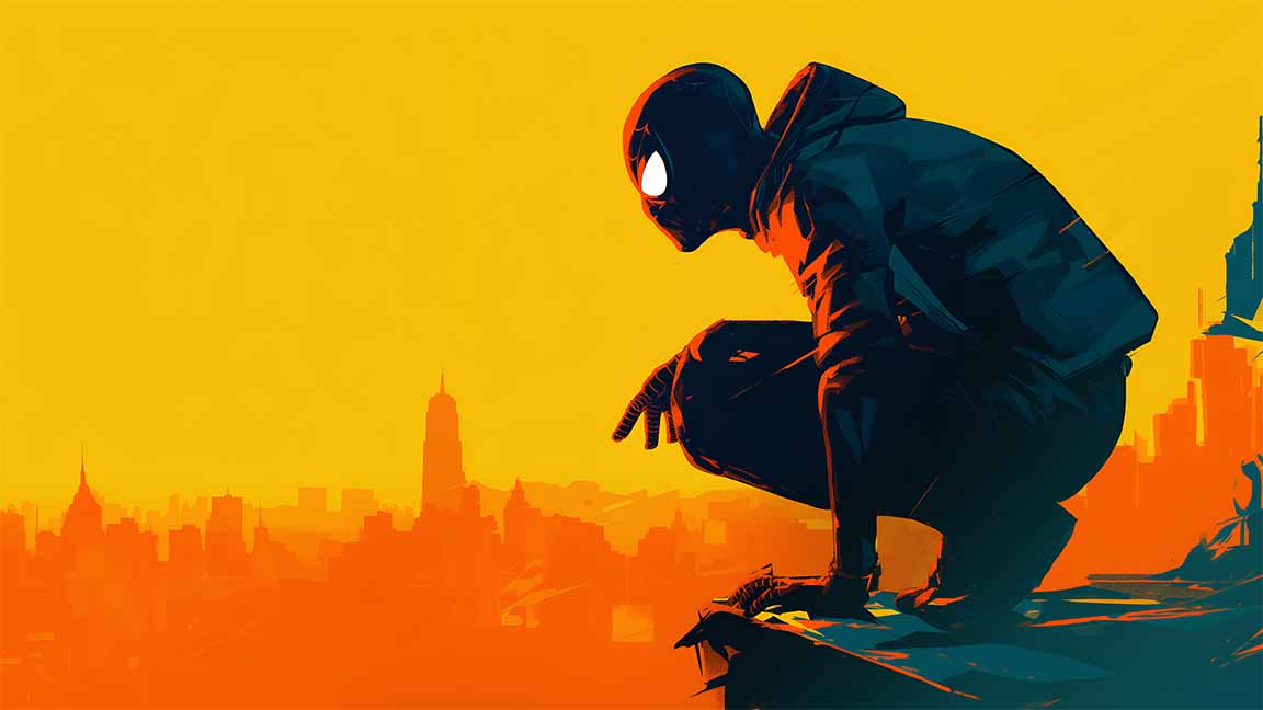 spider man skyline orange city scene desktop wallpaper cover