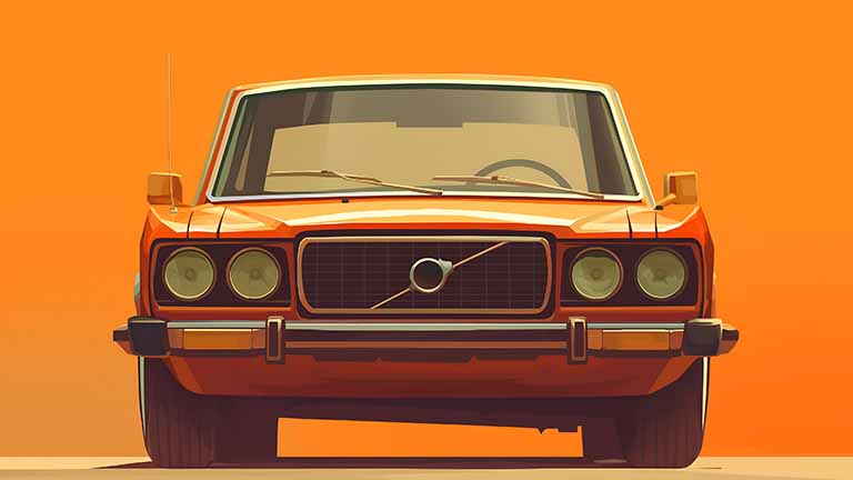volvo classic orange retro desktop wallpaper cover