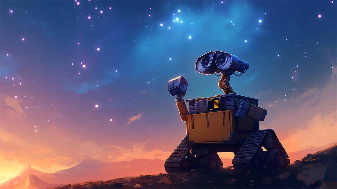 wall e starry night adventure desktop wallpaper cover