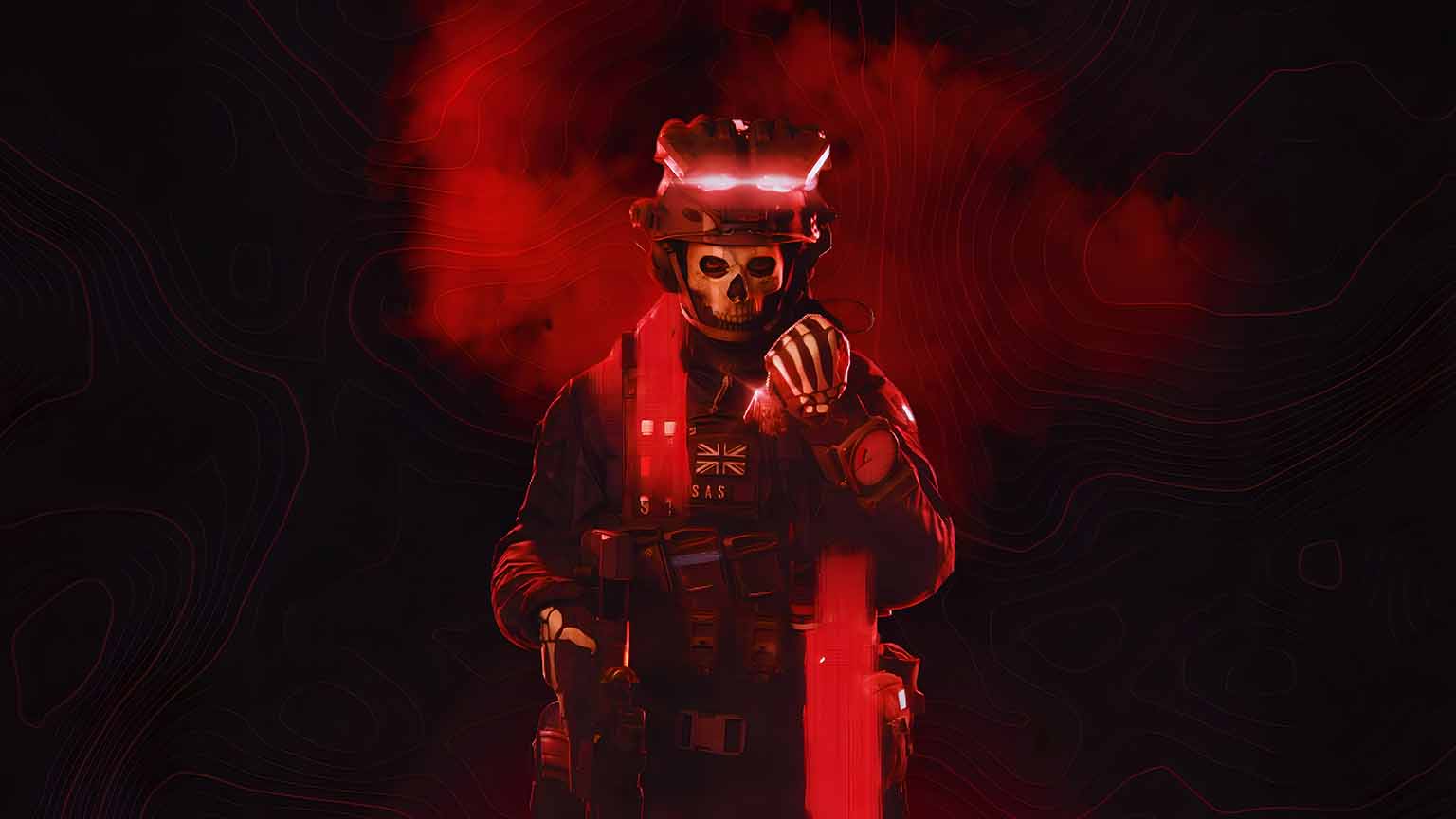 Call of Duty Ghost Simon Riley Red Smoke Desktop Wallpaper