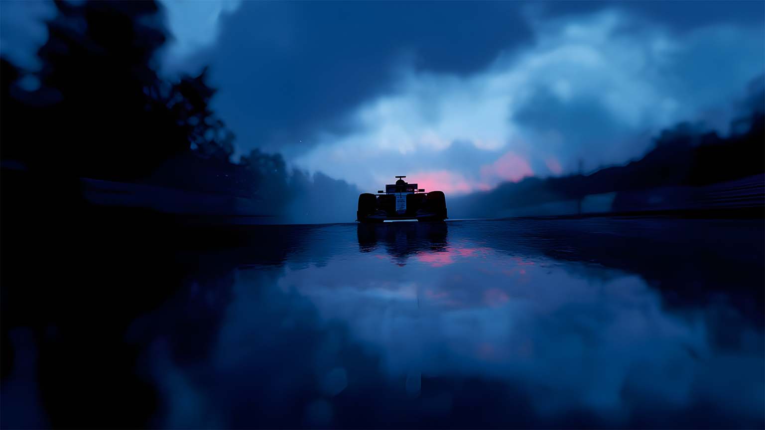 Rainy Formula 1 Track Reflection Desktop Wallpaper - 4K Wallpaper